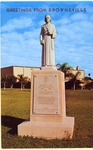 Oblate statue at Jacob Brown Memorial Center, closeup