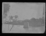 [Kansas] Photograph of railroad bridge foundation construction