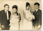 [People] Photograph of baptism of Georgina Flores Erosa Ortiz, Enrique Erosa Valencia, and Ramiro Longoria