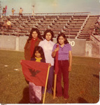 [Protests] Photograph of Gloria Ramirez, Josefina Ramirez, Maria Rosa Ramirez attending protest meeting at California stadium