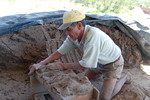[Reynosa, ELL-New] Photograph of Juan Garza Hand-Packing a Mold During Brick Production by Scott Cook