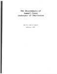 [Cross] The Descendants of Samuel Cross Innkeeper of Charleston publication
