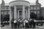 Group in front of Southern Methodist University School of Law building