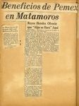 Personal scrapbook newspaper clipping - Benefits of Pemex in Matamoros