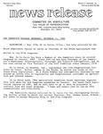 Agriculture News Release - 1980-12-11 by United States. Congress. House. Committee on Agriculture and E. De la Garza