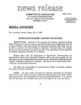 Agriculture News Release - 1993-12-03 by United States. Congress. House. Committee on Agriculture and E. De la Garza
