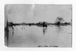 [Fort Brown] Photograph of a U.S. Army soldier on a horse amidst flooding