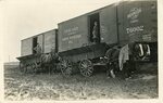 [Chicago] Postcard of Men in Train Carts