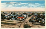 Postcard, Brownsville - Brownsville downtown view from Fort Brown wireless tower by Curt Teich & Co. and Robert Runyon