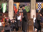 Ozzie the Ocelot receives his diploma from UT Brownsville at Legacy Commencement