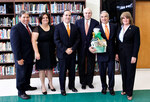 [Chancellor Cigarroa] Photograph of Ernest Aliseda, Eugene Powell, and Francisco G. Cigarroa With School Administrators by University of Texas at Brownsville and Paul Chouy