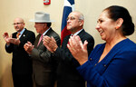 [PUF Ceremony] Photograph of Dr. Robert Nelson, Juan Hinojosa, Bobby Guerra, and Dr. Juliet Garcia by University of Texas at Brownsville and Paul Chouy