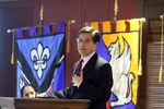 [Faculty Convocation] Photograph of Dr. Julio Leon Giving Speech by University of Texas at Brownsville