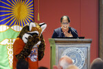 [Faculty Convocation] Photograph of Dr. Juliet Garcia With Ozzie the Ocelot by University of Texas at Brownsville